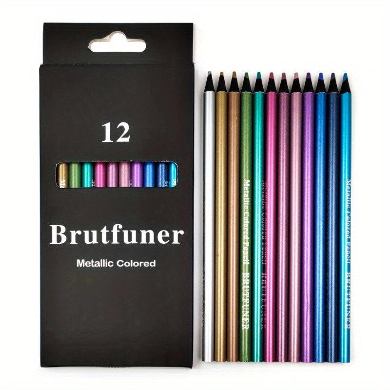 12-Color Metallic Lead Pencils Set for Art Drawing