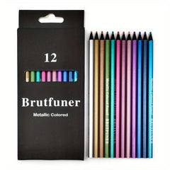 12-Color Metallic Lead Pencils Set for Art Drawing