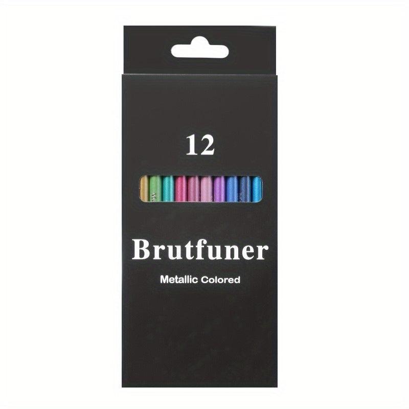 12-Color Metallic Lead Pencils Set for Art Drawing