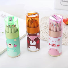 12pcs Bear Pencils Set with Sharpener, Art Supplies for Coloring Drawing