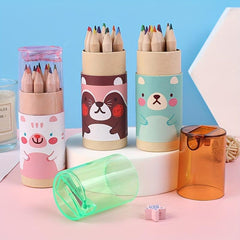 12pcs Bear Pencils Set with Sharpener, Art Supplies for Coloring Drawing