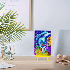 Mini 5D Diamond Painting Kit with Easel DIY Whale Painting Set