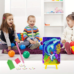 Mini 5D Diamond Painting Kit with Easel DIY Whale Painting Set