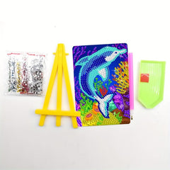 Mini 5D Diamond Painting Kit with Easel DIY Whale Painting Set
