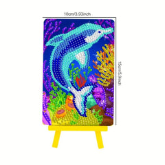 Mini 5D Diamond Painting Kit with Easel DIY Whale Painting Set