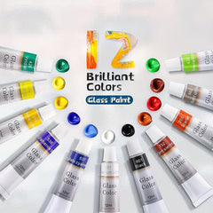 12 Colors 12ml Glass Paint DIY Creative Decorative Paint