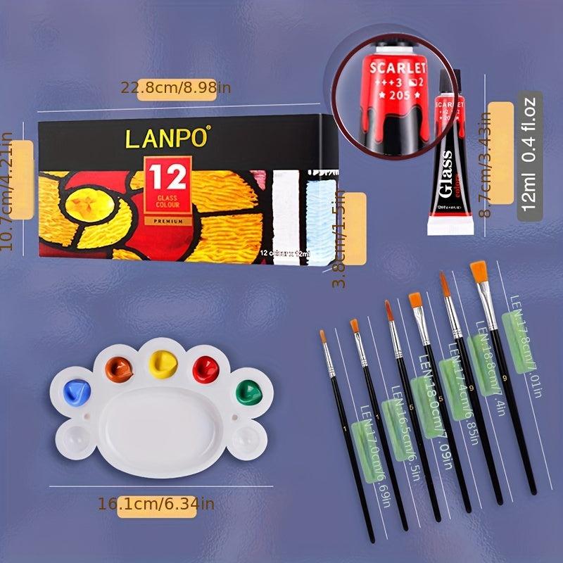 12 Colors 12ml Glass Paint DIY Creative Decorative Paint