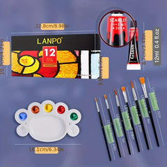 12 Colors 12ml Glass Paint DIY Creative Decorative Paint