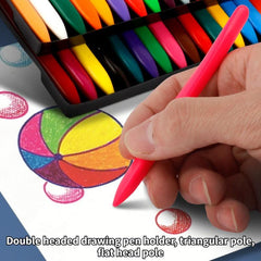 36 Triangle Plastic Crayons Safe For Hands Washable Painting Brushes