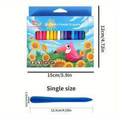 36 Triangle Plastic Crayons Safe For Hands Washable Painting Brushes