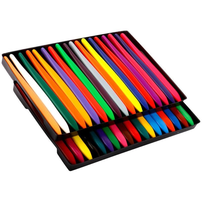 36 Triangle Plastic Crayons Safe For Hands Washable Painting Brushes