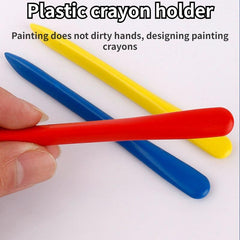 36 Triangle Plastic Crayons Safe For Hands Washable Painting Brushes
