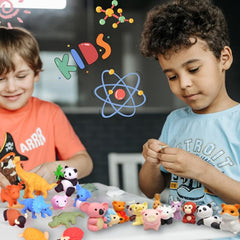 30pcs Animal Erasers Fun 3D Educational Mini Erasers Classroom Rewards Prizes