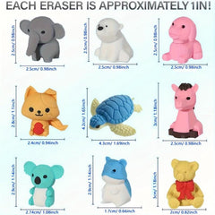 30pcs Animal Erasers Fun 3D Educational Mini Erasers Classroom Rewards Prizes