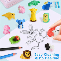 30pcs Animal Erasers Fun 3D Educational Mini Erasers Classroom Rewards Prizes