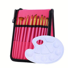 13-Piece Art Painting Brush Set with Canvas Bag