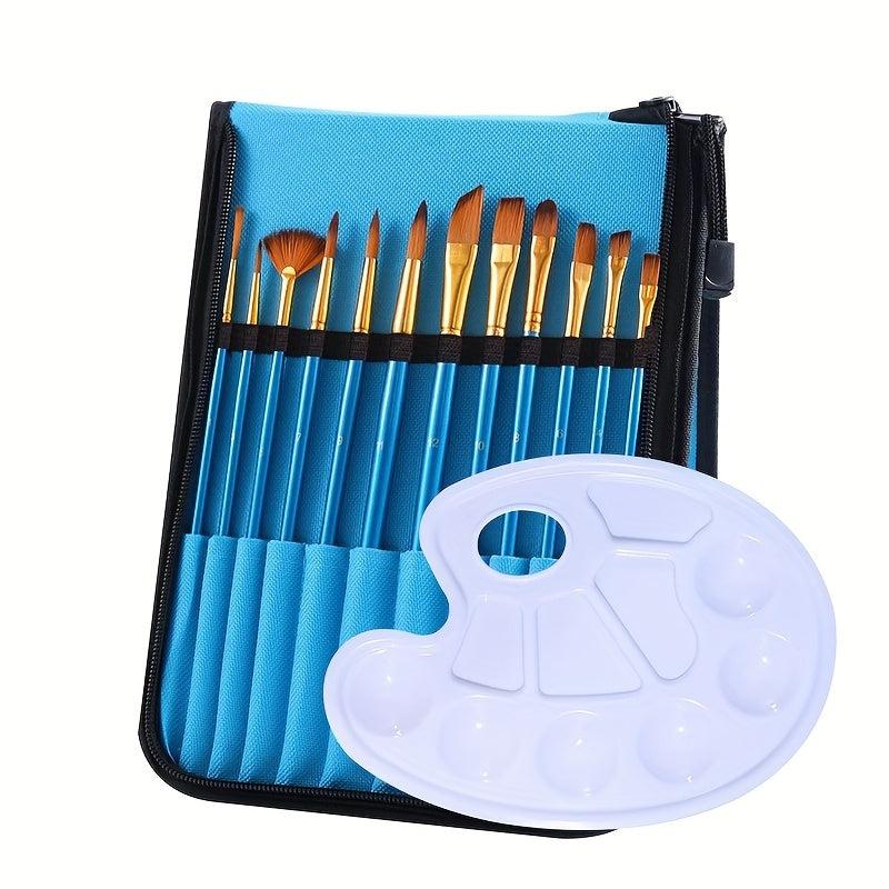 13-Piece Art Painting Brush Set with Canvas Bag