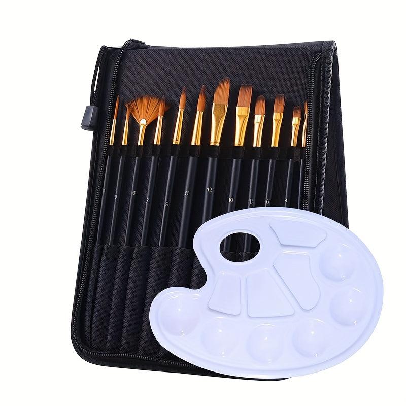 13-Piece Art Painting Brush Set with Canvas Bag