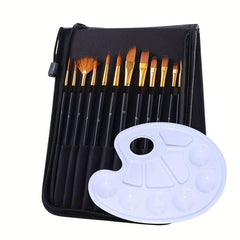 13-Piece Art Painting Brush Set with Canvas Bag