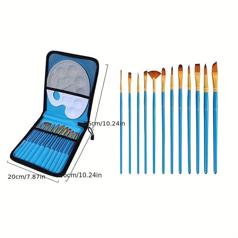 13-Piece Art Painting Brush Set with Canvas Bag