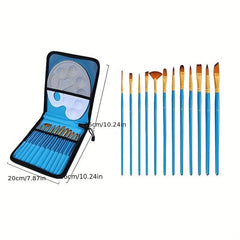 13-Piece Art Painting Brush Set with Canvas Bag