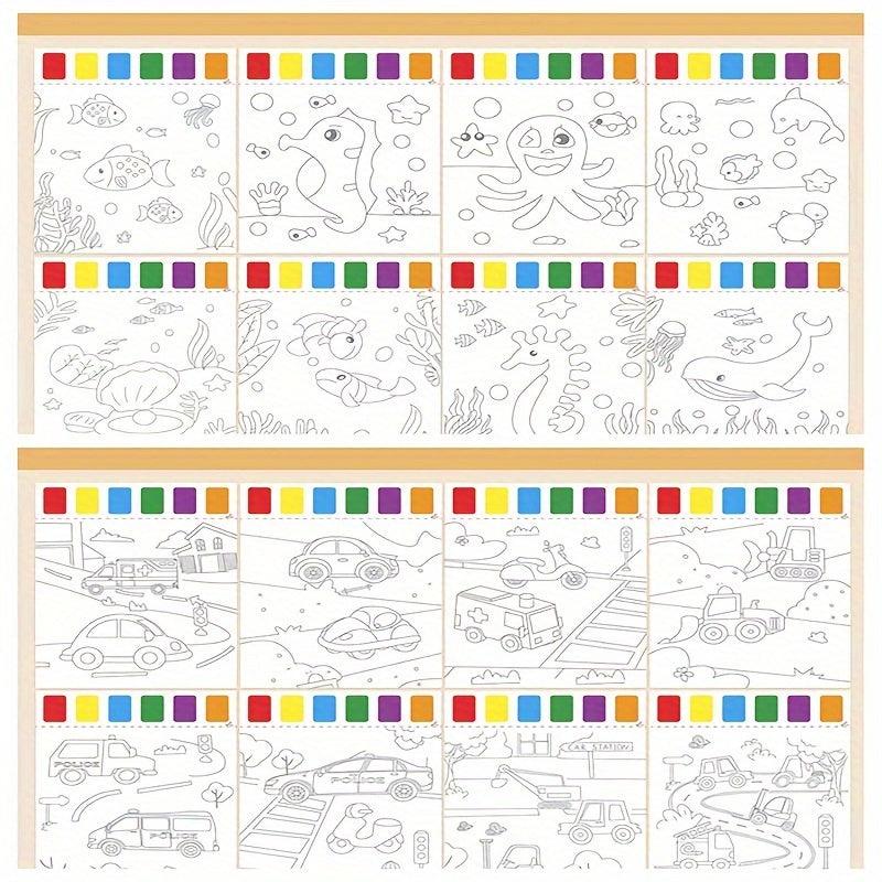 8pcs Water Painting Book No Mess Coloring Book for Kids