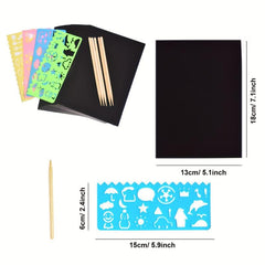 50pcs Rainbow Scratch Paper Art Craft Kit with 4 Templates