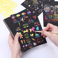 50pcs Rainbow Scratch Paper Art Craft Kit with 4 Templates