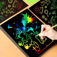 50pcs Rainbow Scratch Paper Art Craft Kit with 4 Templates