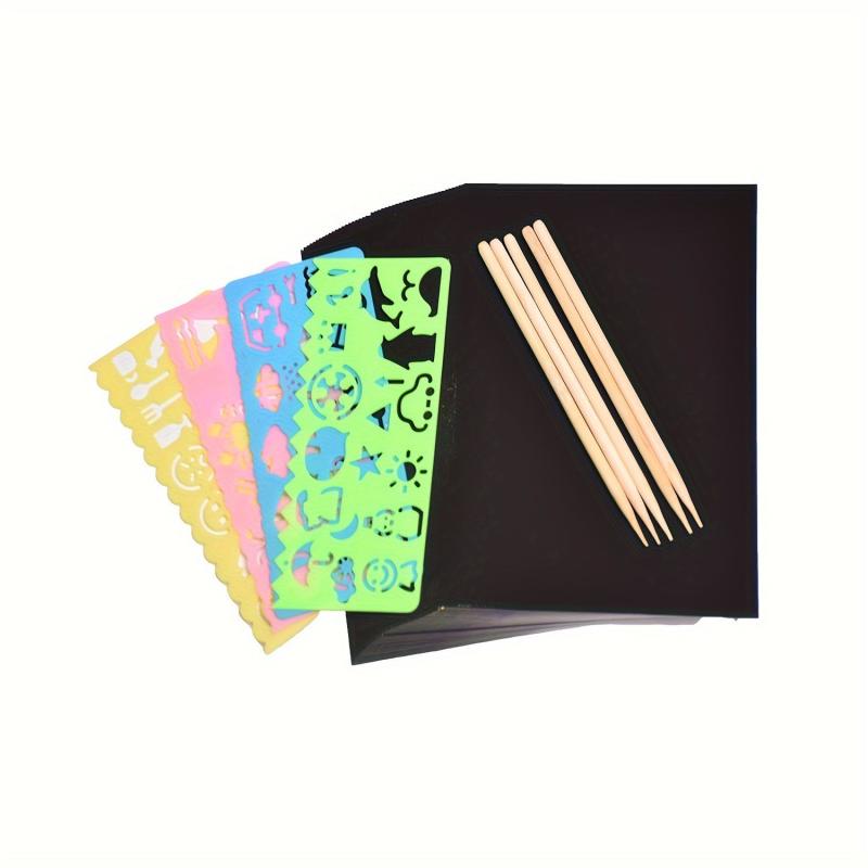 50pcs Rainbow Scratch Paper Art Craft Kit with 4 Templates