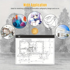 A3 LED Drawing Tablet Digital Graphics Pad USB LED Light Box