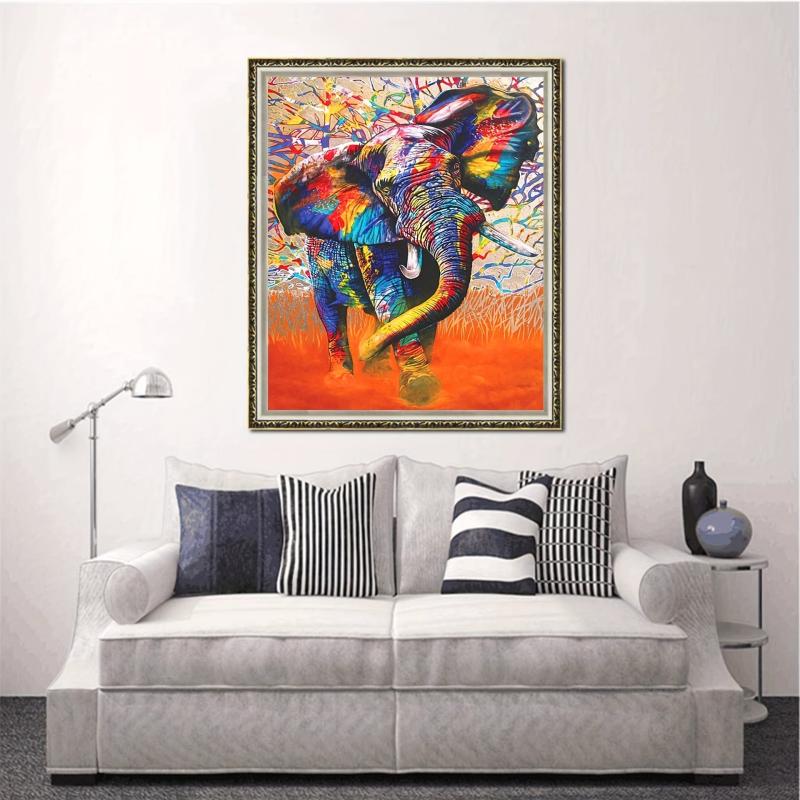 Frameless Elephant Pattern Painting By Numbers Kit 16x20 Inches