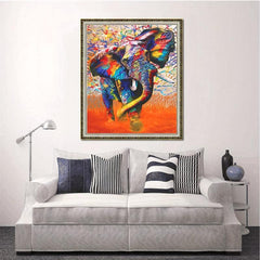 Frameless Elephant Pattern Painting By Numbers Kit 16x20 Inches