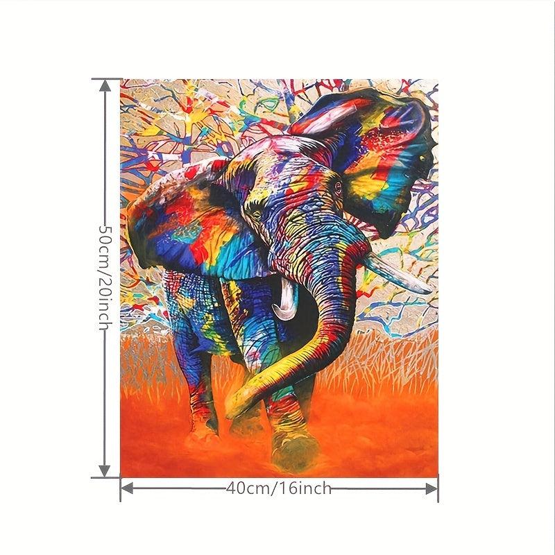 Frameless Elephant Pattern Painting By Numbers Kit 16x20 Inches
