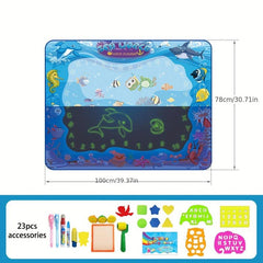 Water Doodle Mat Painting Writing Drawing Learning Toy + Magic Pens