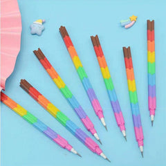 Rainbow Building Block Pencils for Kids