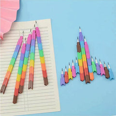 Rainbow Building Block Pencils for Kids