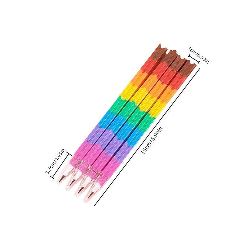 Rainbow Building Block Pencils for Kids