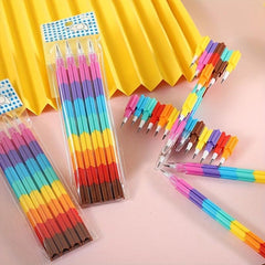 Rainbow Building Block Pencils for Kids