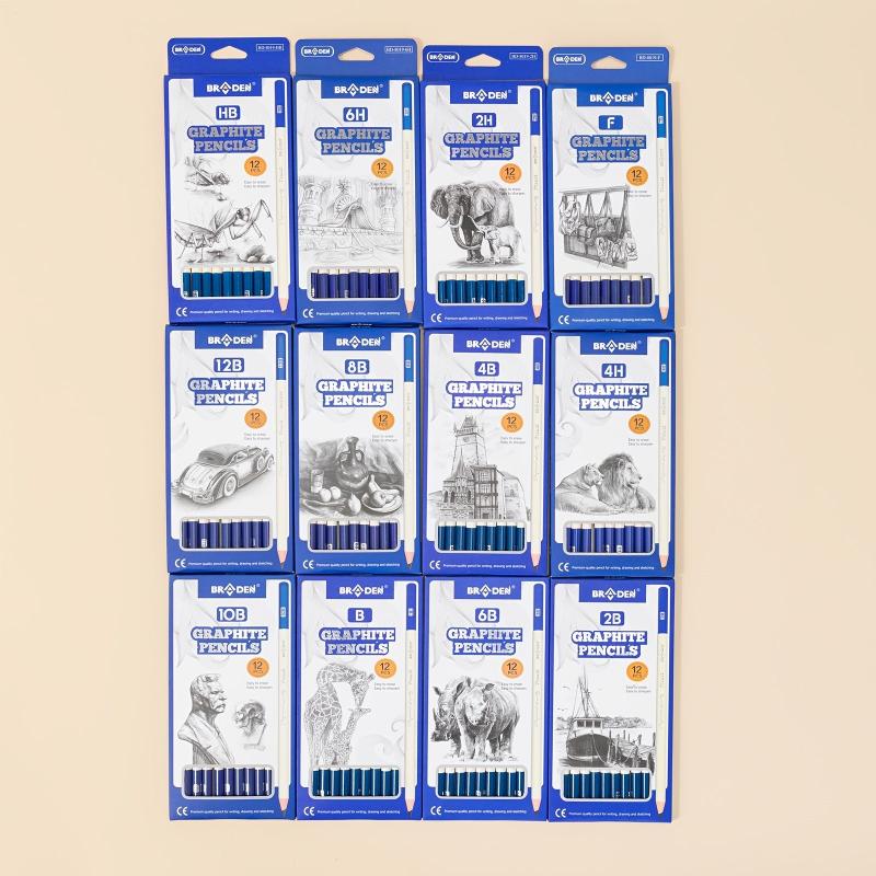 12 Prof. Graphite Pencils Softest/Darkest for Shading & Drawing