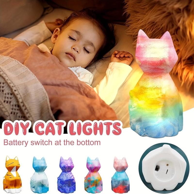 Enamel Cat Kitten Night Light Handcrafted Toy