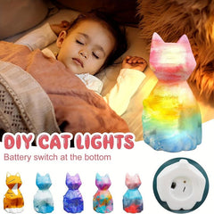Enamel Cat Kitten Night Light Handcrafted Toy