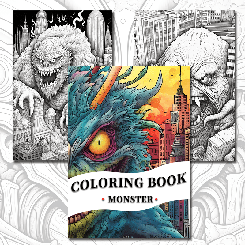 Monster Theme Coloring Book For Adults Halloween Christmas Stress Relief Gift