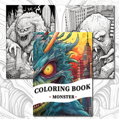 Monster Theme Coloring Book For Adults Halloween Christmas Stress Relief Gift