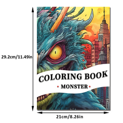 Monster Theme Coloring Book For Adults Halloween Christmas Stress Relief Gift