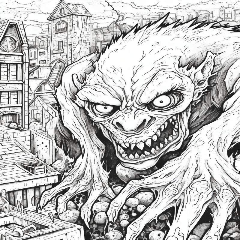Monster Theme Coloring Book For Adults Halloween Christmas Stress Relief Gift