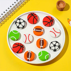 10pcs Ball Creative Erasers Football Basketball Rugby Baseball Tennis Erasers