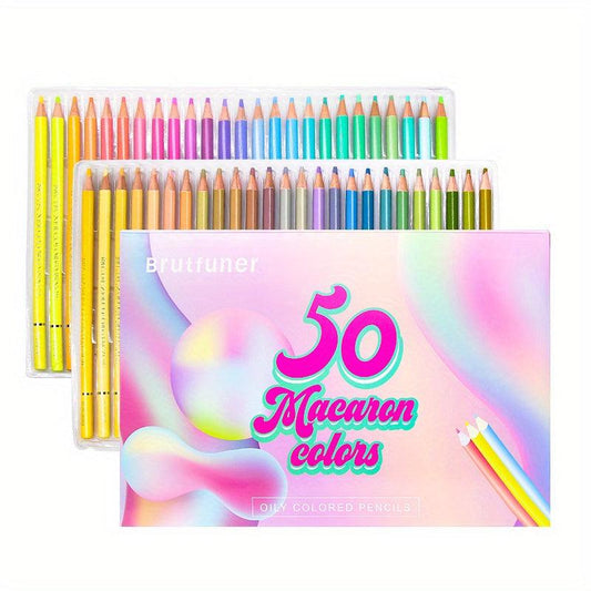 Set of 50 Pastel Macaron Colors & 80 Light Colored Pencils for Drawing
