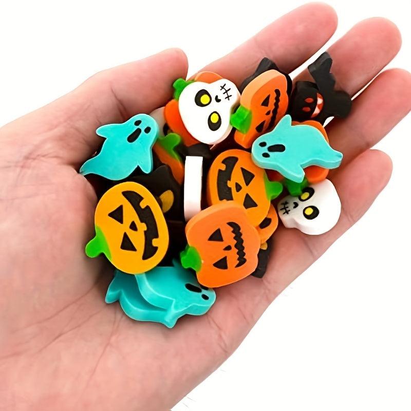50pcs Halloween Erasers Bulk Pumpkin Ghost Skull Bat Erasers For Trick Or Treat