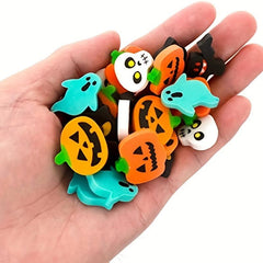50pcs Halloween Erasers Bulk Pumpkin Ghost Skull Bat Erasers For Trick Or Treat